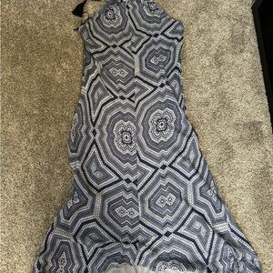 NWT J Crew size large Geometric Patterned Blue and White Dress